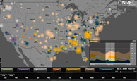 Screen capture of a dynamic map that is animated to display hourly operation in 2010 through 2050