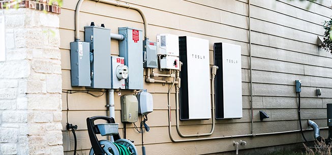 A powerwall on a house.