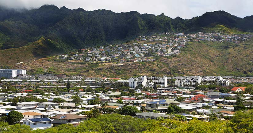 Photo of residential buildings. 