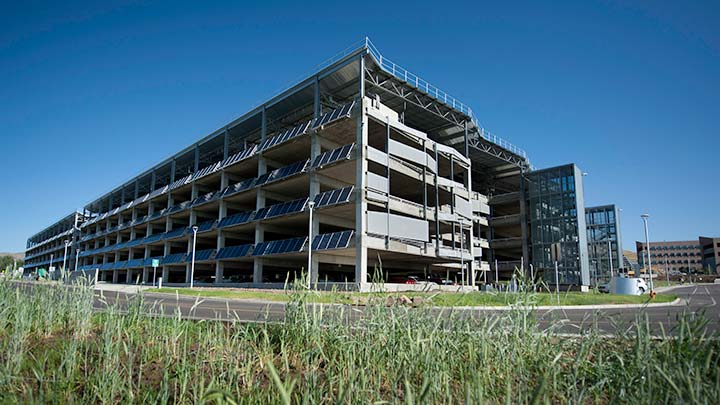 Outside view of NREL's multi-level parking garage.