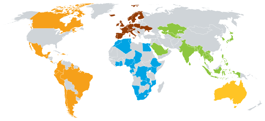 Illustrated global map of the world