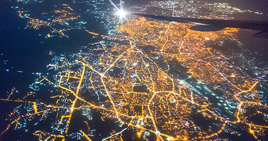 Wide panoramic view of Mumbai.