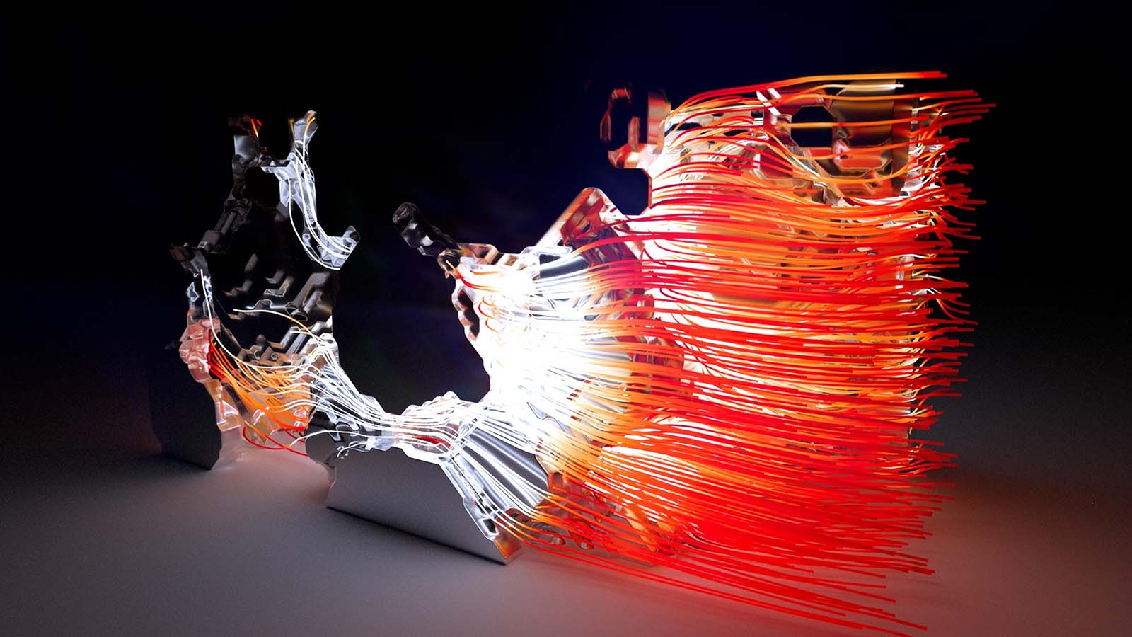 A photo depicting flux of lithium ions moving through the electrolyte into the negative electrode.