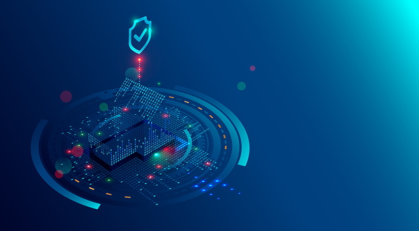 Graphic depicting a cyber secure network.