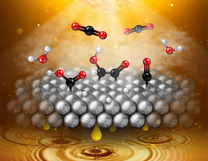 Artistic rendering of carbon dioxide reduction.