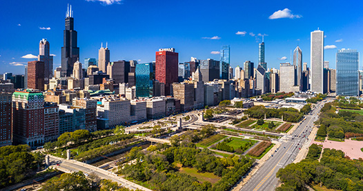 Chicago city buildings from afar