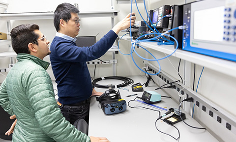 Two researchers in a lab.