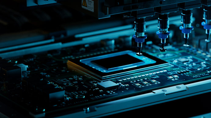 Photo of a machine building a component.