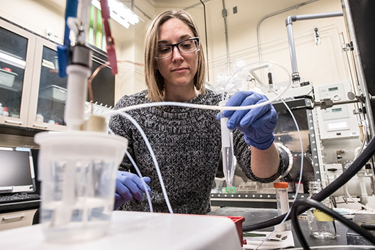 A researcher working in a lab.